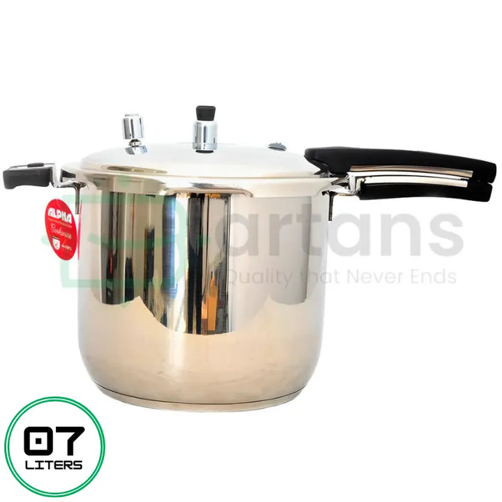 Alpha Stainless Steel Multi-layered Encapsulated Bottom 07 Liters Pressure Cooker, Designed for Optimal Performance. Check Out Alpha Cookware Reviews and Competitive Prices in Pakistan at Bartans.pk. Discover Our Complete Selection of Alpha Glory Casseroles, Alpha Cuisine Casseroles, Alpha Frypans, Alpha Casserole Sets, Alpha Saucepans, Alpha Steamers, Alpha Woks and Alpha Pressure Cookers. 