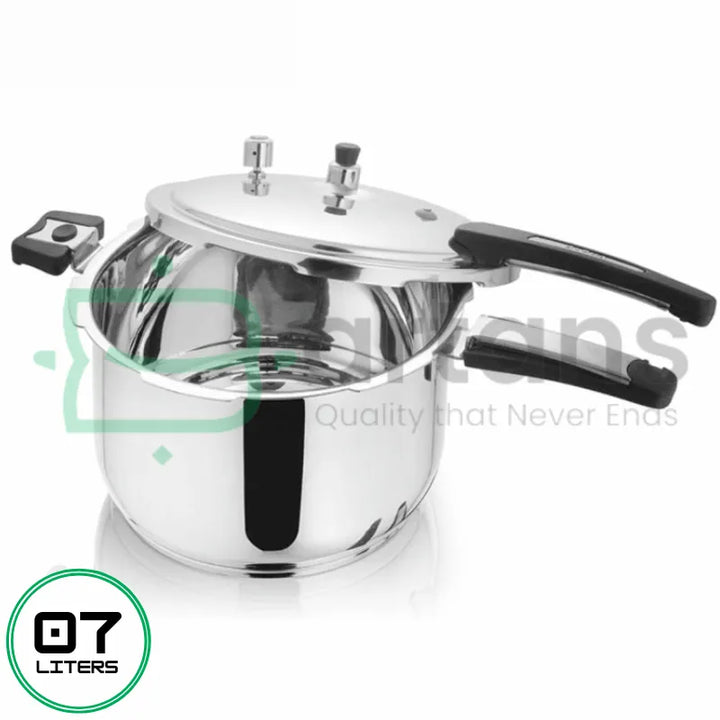 Alpha Stainless Steel Multi-layered Encapsulated Bottom 07 Liters Pressure Cooker, Designed for Optimal Performance. Check Out Alpha Cookware Reviews and Competitive Prices in Pakistan at Bartans.pk. Discover Our Complete Selection of Alpha Glory Casseroles, Alpha Cuisine Casseroles, Alpha Frypans, Alpha Casserole Sets, Alpha Saucepans, Alpha Steamers, Alpha Woks and Alpha Pressure Cookers. 