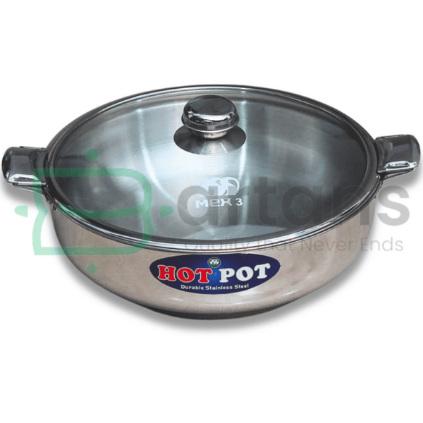 Max Stainless Steel Multi Case Jumbo Size Hotpot with Glass Lids. - BARTANS.PK