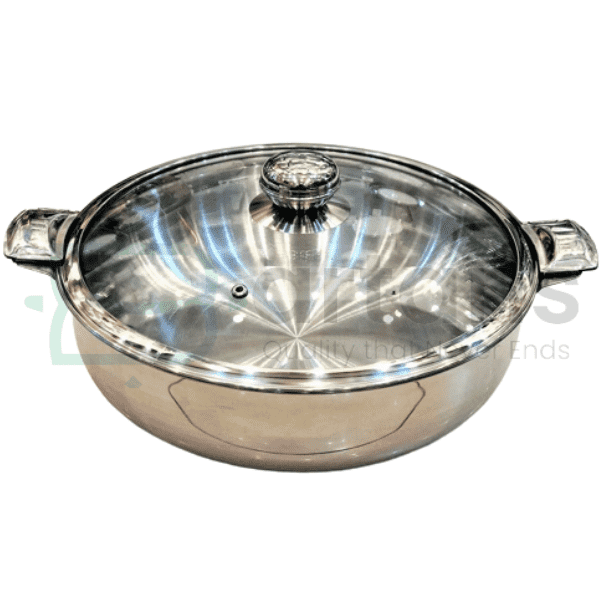 Max Stainless Steel Multi Case Medium Size Hotpot with Glass Lids. - BARTANS.PK