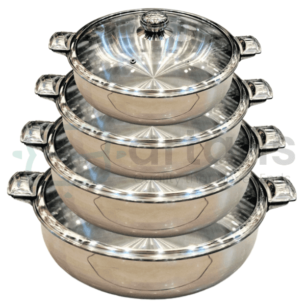 Max Stainless Steel Multi Case Large Size Hotpot with Glass Lids. - BARTANS.PK