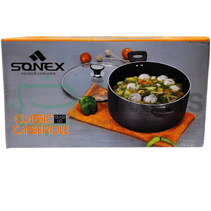 Sonex Classic Nonstick Cooking Pot 24CM Casseroles with Tempered Glass Lids. - BARTANS.PK